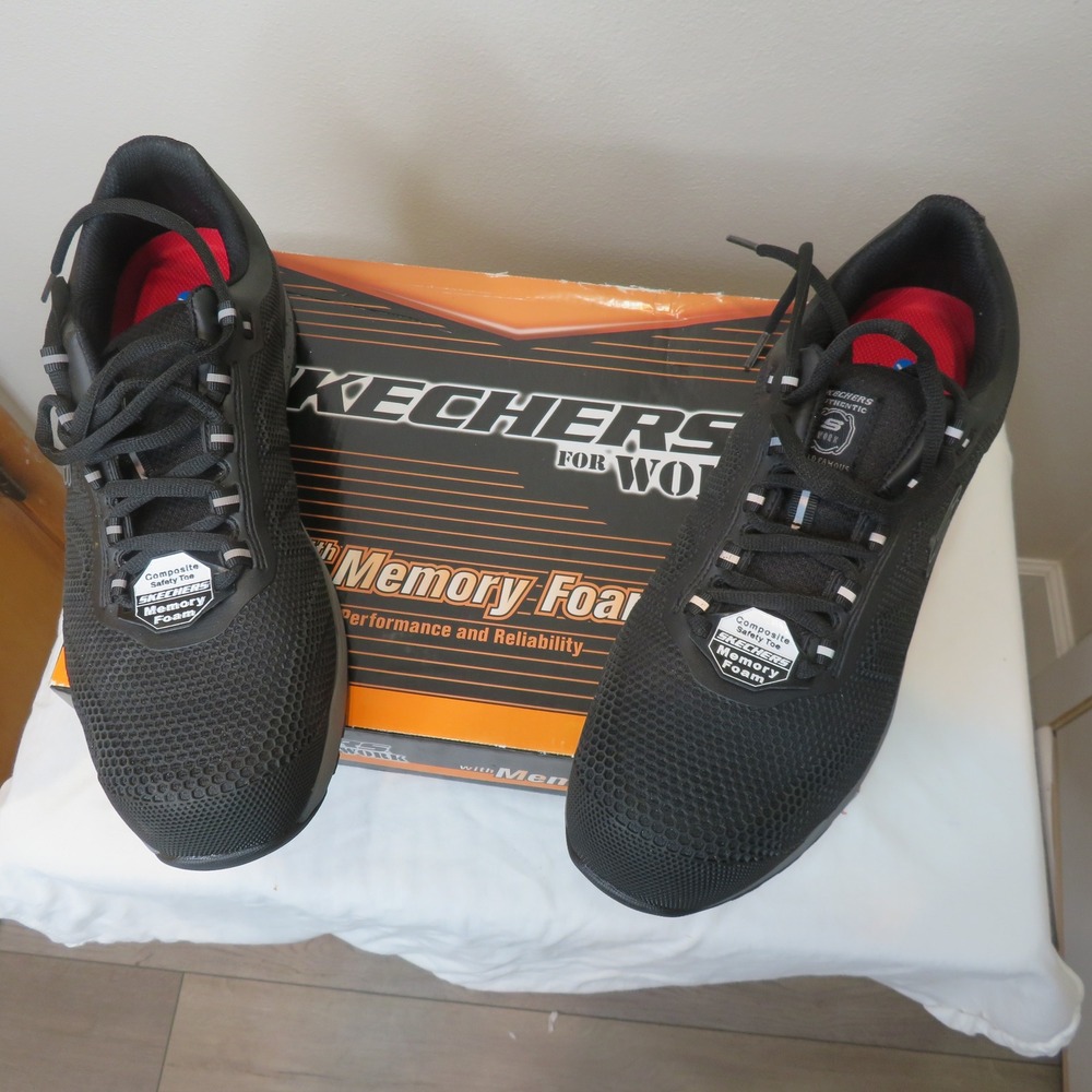 Skechers Work Bulklin Composite Safety Toe Black Mens 11.5 77180/BLK Shoes
